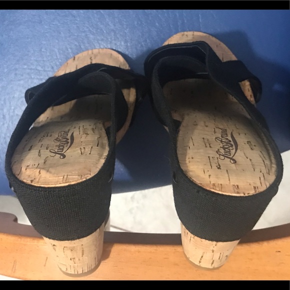 NWOT Lucky Brand LK Miller2 black woven platform cork wedge slip-on - Picture 10 of 15